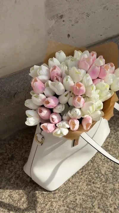 Pink and white tulips